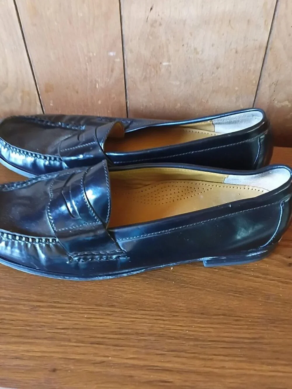 Cole Haan Men's Black Leather Penny Loafers Size 14 D Dress Slip-On Shoes